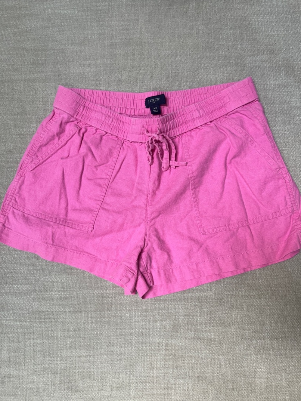 J. Crew Factory Linen Bright Pink Drawstring Shorts - XS